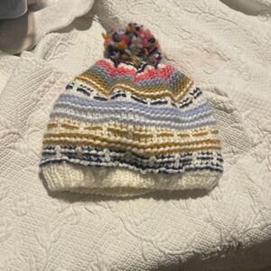 Multicolor Striped Pom-Pom Beanie for Kids